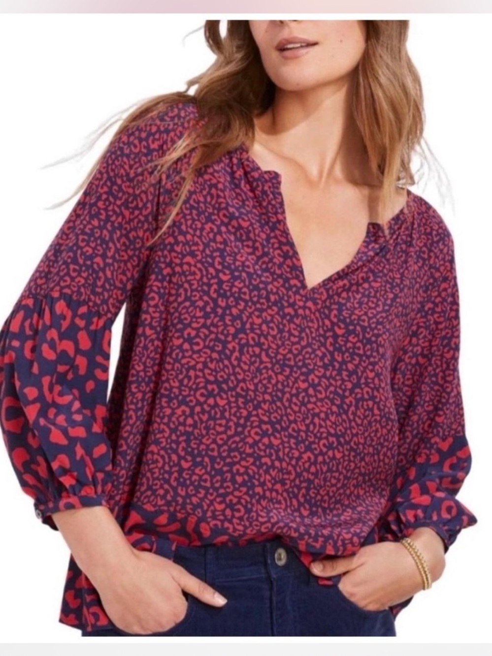 Vineyard Vines Pink/Red-Navy Blouse 100% Viscose